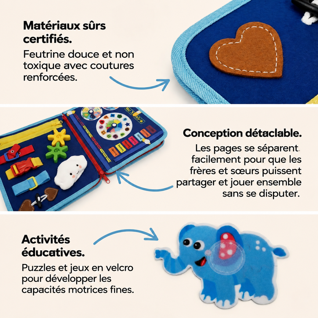 Livre d'activités Montessori 8 pages, plus de 30 activités, dès 6 mois - Nuvia™