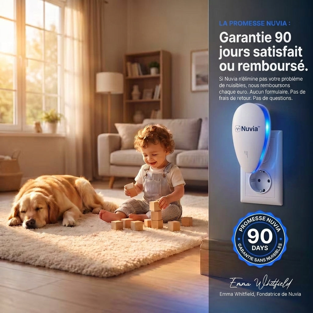 Nuvia™ Répulsif antiparasitaire à ultrasons - Élimine les punaises de lit et 14 autres nuisibles.