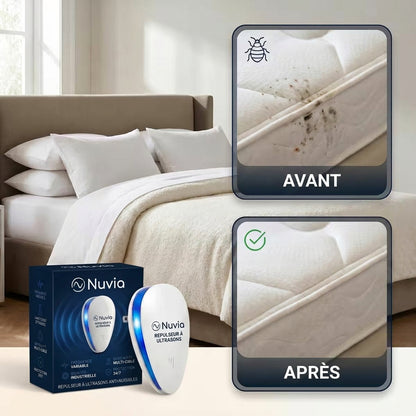 Nuvia™ Répulsif antiparasitaire à ultrasons - Élimine les punaises de lit et 14 autres nuisibles.