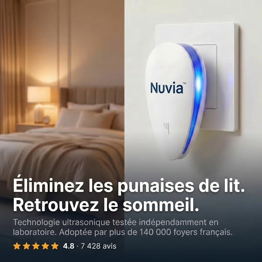Nuvia™ Répulsif antiparasitaire à ultrasons - Élimine les punaises de lit et 14 autres nuisibles.